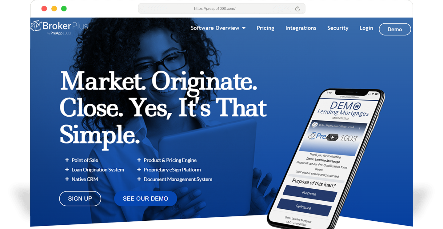 PreApp 1003 1 browser mockup pre app website