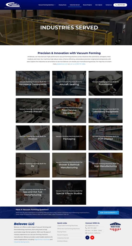 GoBelovac.com 4 bvac industries served