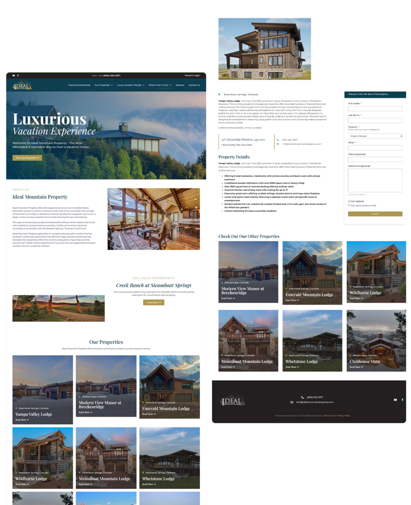 Ideal Mountain Property 3 ideal luxury web pages