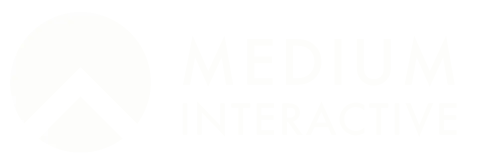 medium interactive white horizontal logo