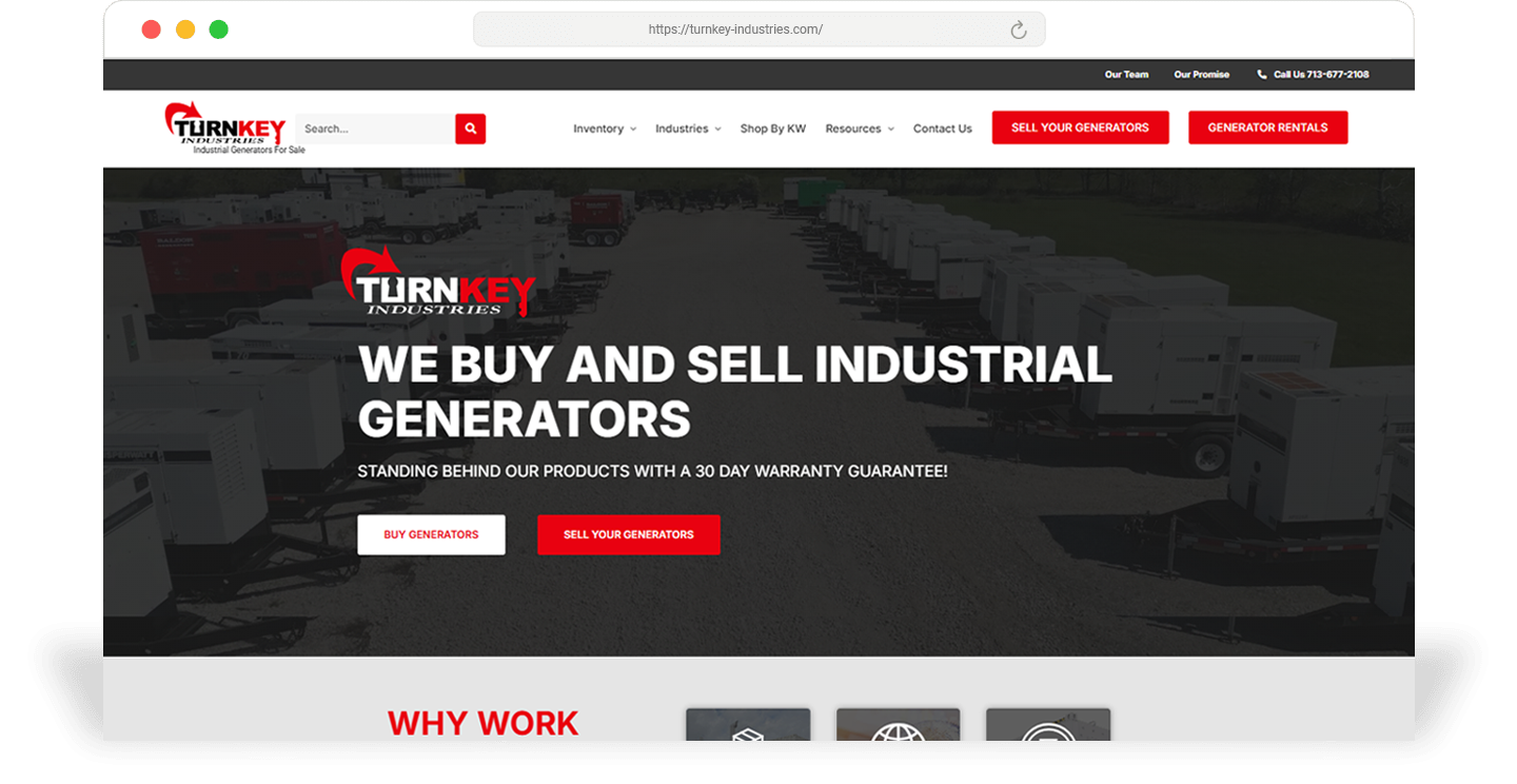 Turnkey Industries 1 mi tki website browser page